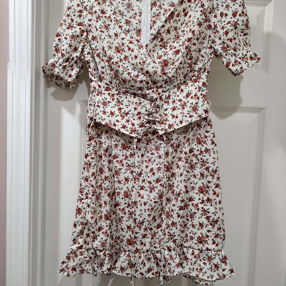 SHEIN Red Floral Midi Dress